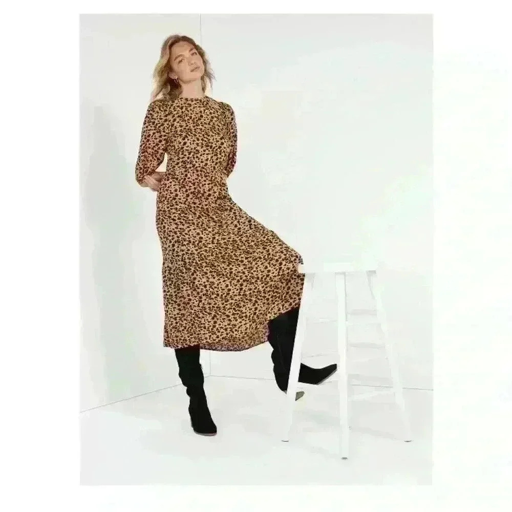 Leopard dress 3/4 sleeve NWT size Large